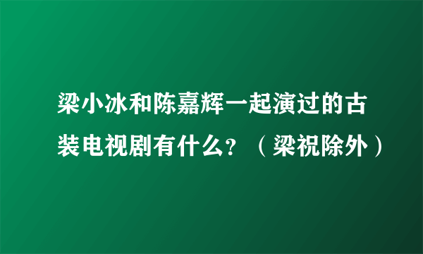 梁小冰和陈嘉辉一起演过的古装电视剧有什么？（梁祝除外）