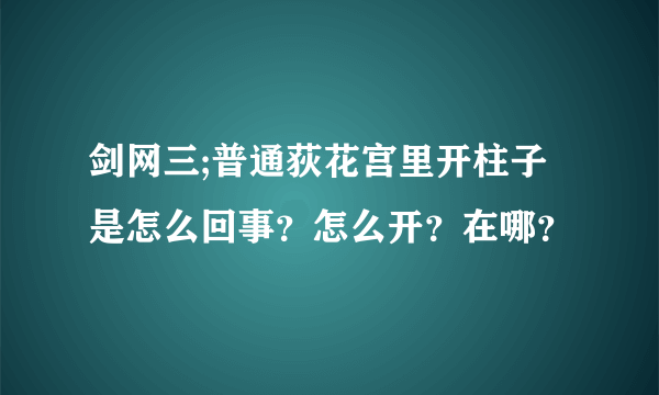 剑网三;普通荻花宫里开柱子是怎么回事？怎么开？在哪？