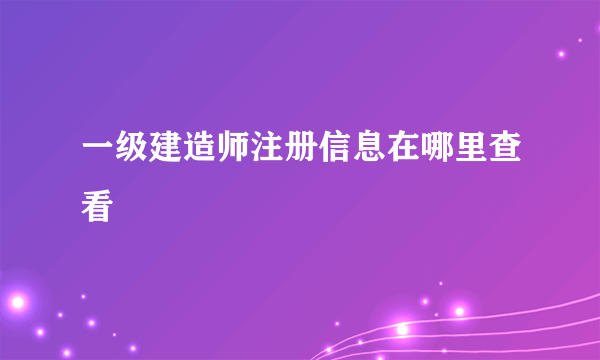 一级建造师注册信息在哪里查看