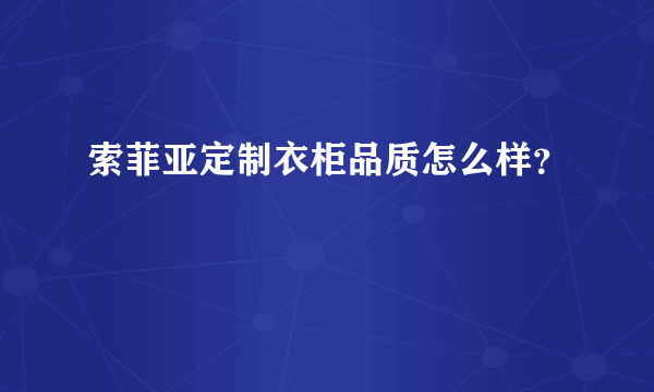 索菲亚定制衣柜品质怎么样？