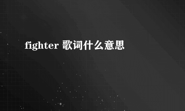 fighter 歌词什么意思