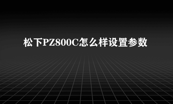 松下PZ800C怎么样设置参数