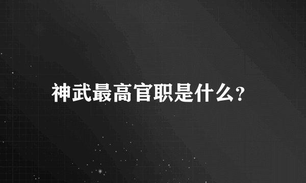 神武最高官职是什么？