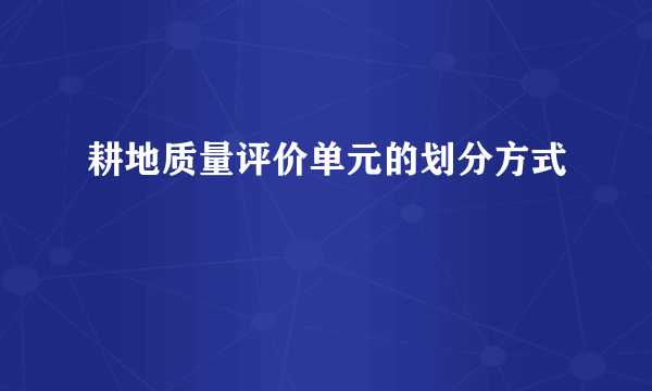 耕地质量评价单元的划分方式