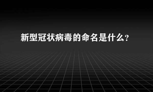 新型冠状病毒的命名是什么？