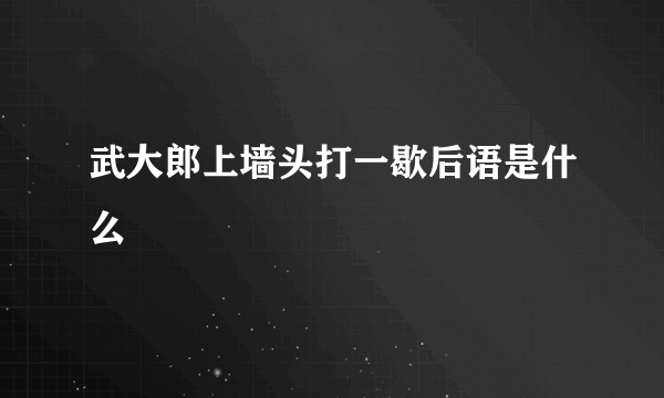 武大郎上墙头打一歇后语是什么