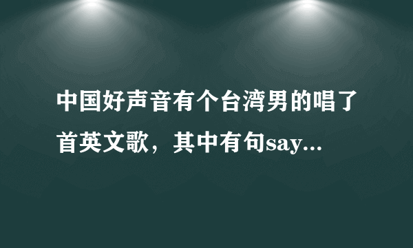 中国好声音有个台湾男的唱了首英文歌，其中有句say good bye，声音很高，是叫什么歌啊，求解