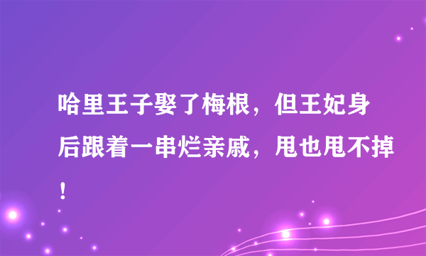 哈里王子娶了梅根，但王妃身后跟着一串烂亲戚，甩也甩不掉！