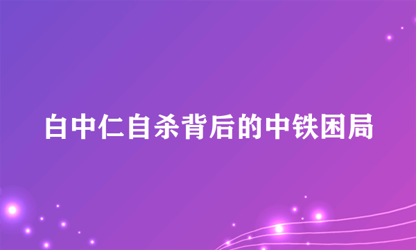 白中仁自杀背后的中铁困局