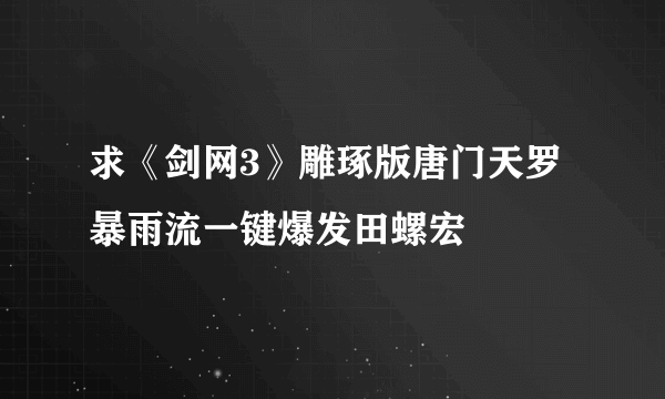 求《剑网3》雕琢版唐门天罗 暴雨流一键爆发田螺宏