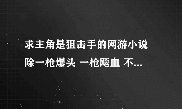 求主角是狙击手的网游小说 除一枪爆头 一枪飚血 不要以第一人称的