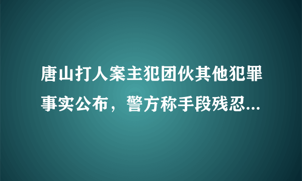 唐山打人案主犯团伙其他犯罪事实公布，警方称手段残忍！他们用什么在施暴？