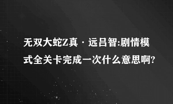 无双大蛇Z真·远吕智:剧情模式全关卡完成一次什么意思啊?