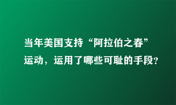 当年美国支持“阿拉伯之春”运动，运用了哪些可耻的手段？