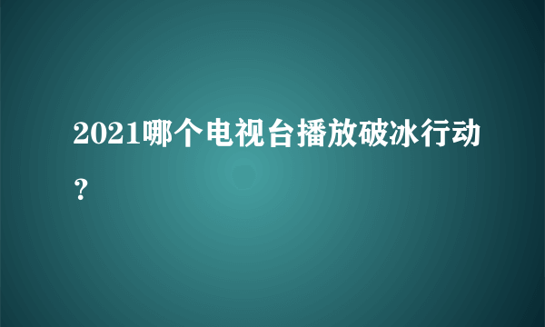 2021哪个电视台播放破冰行动？