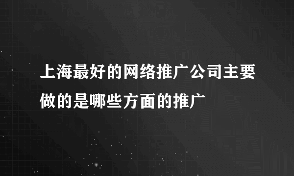 上海最好的网络推广公司主要做的是哪些方面的推广