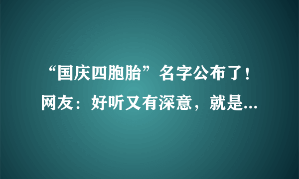 “国庆四胞胎”名字公布了！网友：好听又有深意，就是有点费笔芯