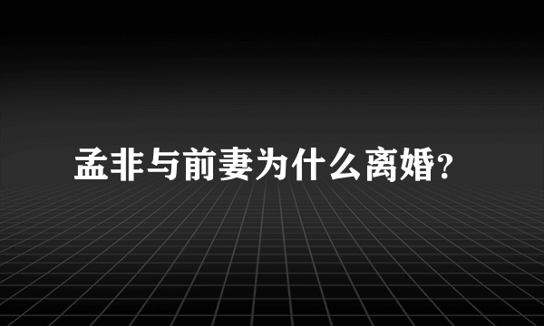 孟非与前妻为什么离婚？