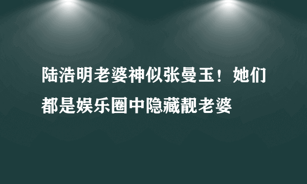 陆浩明老婆神似张曼玉！她们都是娱乐圈中隐藏靓老婆