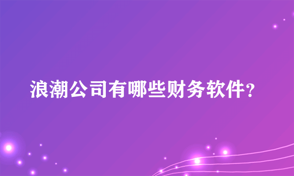 浪潮公司有哪些财务软件？