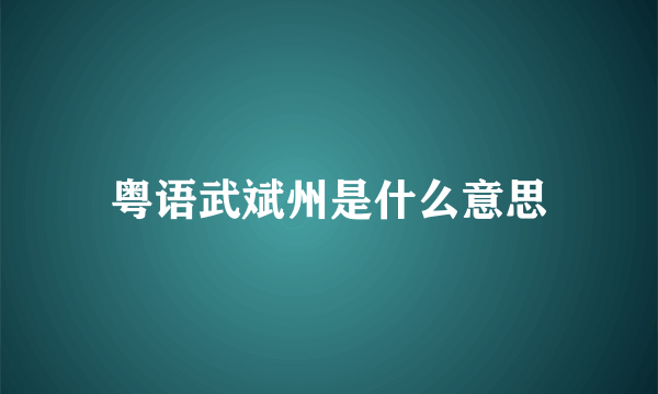 粤语武斌州是什么意思