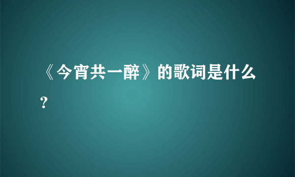 《今宵共一醉》的歌词是什么？