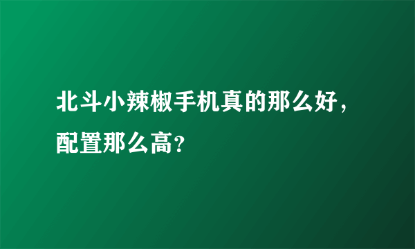 北斗小辣椒手机真的那么好，配置那么高？