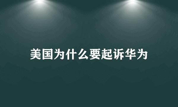 美国为什么要起诉华为