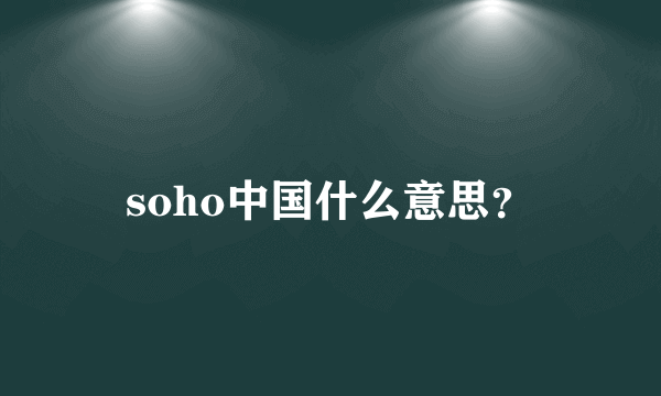 soho中国什么意思？