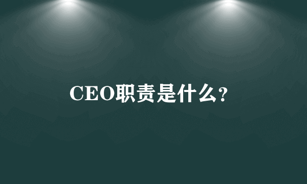 CEO职责是什么？