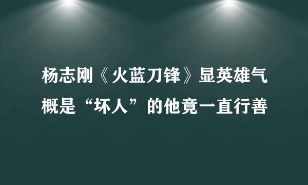 杨志刚《火蓝刀锋》显英雄气概是“坏人”的他竟一直行善