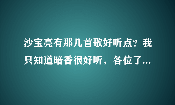 沙宝亮有那几首歌好听点？我只知道暗香很好听，各位了解的推荐一下