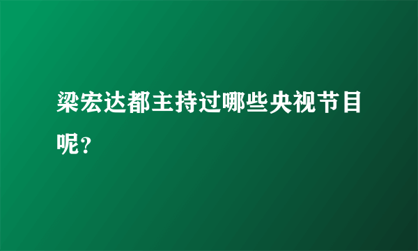 梁宏达都主持过哪些央视节目呢？