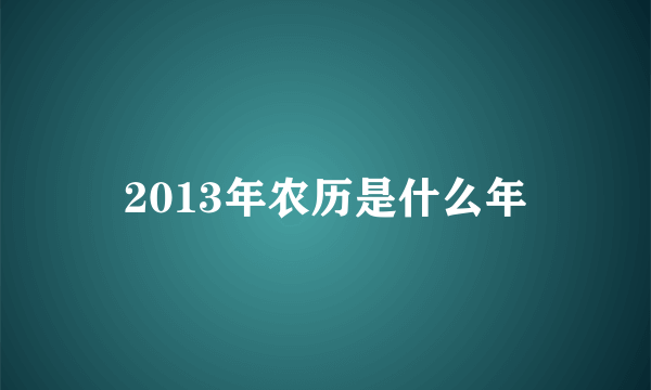 2013年农历是什么年