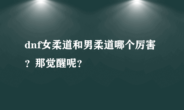 dnf女柔道和男柔道哪个厉害？那觉醒呢？