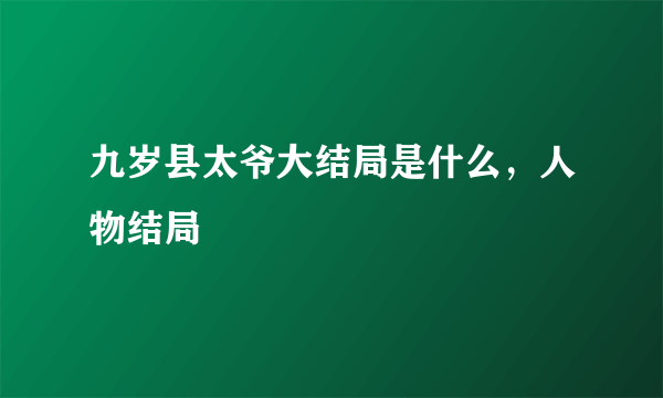 九岁县太爷大结局是什么，人物结局