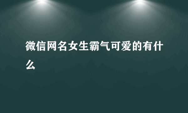 微信网名女生霸气可爱的有什么