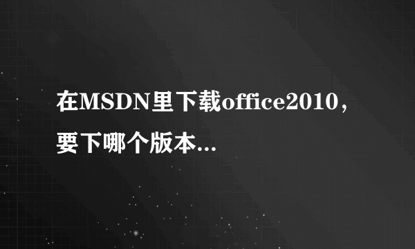 在MSDN里下载office2010，要下哪个版本的啊？有什么区别？主要是在办公室用