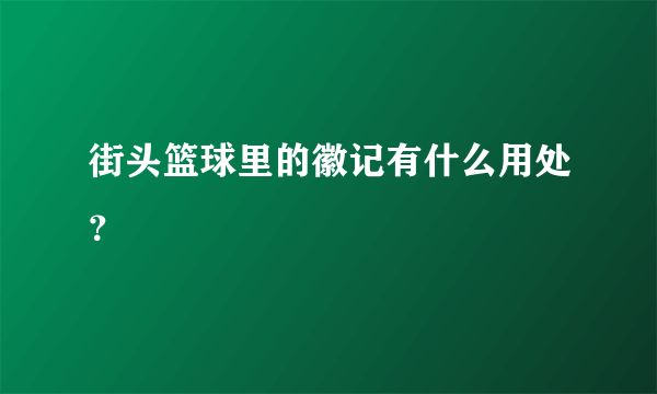 街头篮球里的徽记有什么用处？