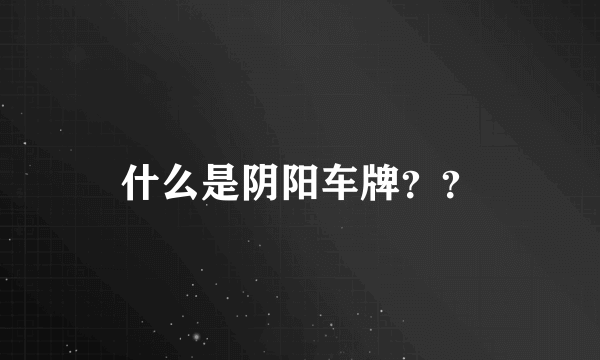 什么是阴阳车牌？？