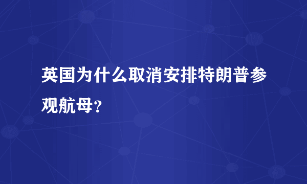 英国为什么取消安排特朗普参观航母？