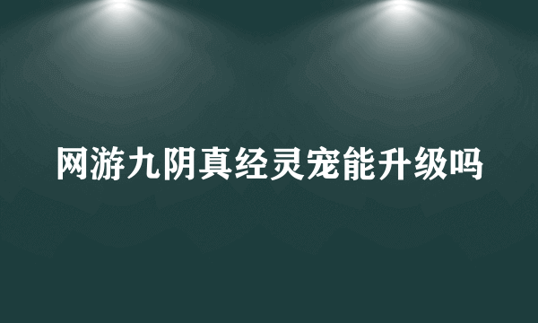 网游九阴真经灵宠能升级吗