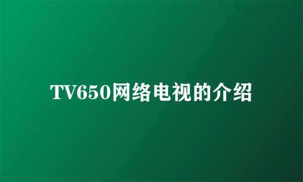 TV650网络电视的介绍