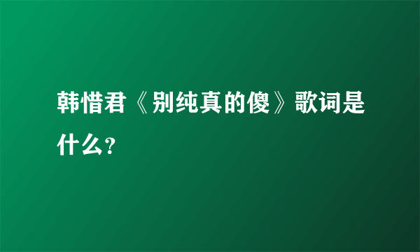 韩惜君《别纯真的傻》歌词是什么？