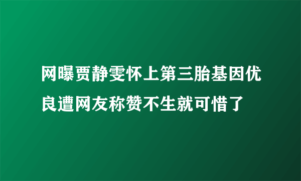 网曝贾静雯怀上第三胎基因优良遭网友称赞不生就可惜了