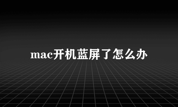 mac开机蓝屏了怎么办