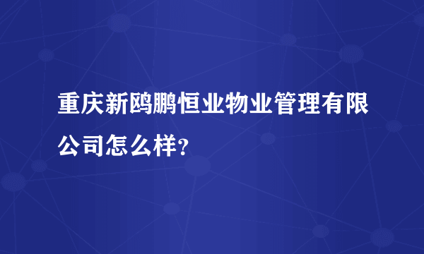 重庆新鸥鹏恒业物业管理有限公司怎么样？