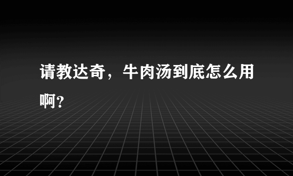 请教达奇，牛肉汤到底怎么用啊？