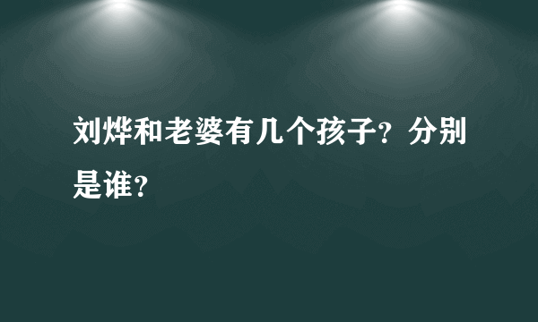 刘烨和老婆有几个孩子？分别是谁？