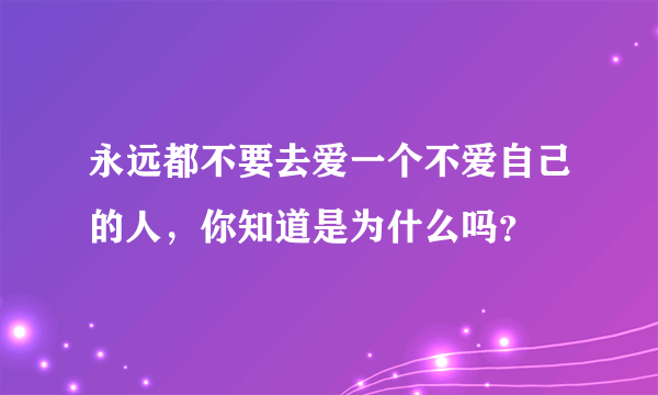 永远都不要去爱一个不爱自己的人，你知道是为什么吗？